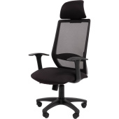 Кресло для руководителя Easy Chair 672 TC с подголовником черное (ткань/сетка, пластик)