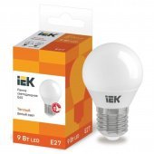 Лампа светодиодная IEK 9 Вт E27 шарообразная 3000 К теплый белый свет