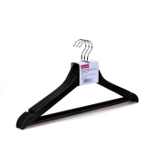 Вешалка-плечики Attache F6612NM-B3 деревянная с выемками и перекладиной  черная (размер 48-50, 3 штуки в упаковке)