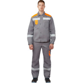 Костюм рабочий летний мужской л21-КБР с СОП серый/оранжевый (размер 56-58, рост 170-176 см)