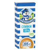 Сливки Простоквашино ультрапастеризованные 10% 205 г купить в интернет-магазине товаров для офиса и дома ТопГрад с доставкой