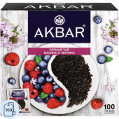 Чай чёрный Akbar Малина и Черника 100 пакетиков Чай чёрный Akbar Малина и Черника 100 пакетиков