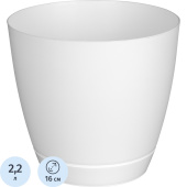 Горшок для цветов с поддоном Idiland Flora 2.2.л белый (15x16 см)