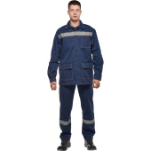 Костюм рабочий летний мужской л28-КПК деним с СОП синий (размер 56-58,  рост 170-176)