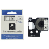Картридж Vell VL-D-S0720500/45010 для принтера этикеток Dymo (12 мм x 7  м,  цвет ленты прозрачный, шрифт черный)