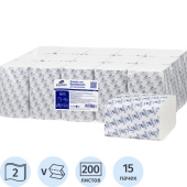 Салфетки бумажные для диспенсера Luscan Professional 16.8x23 см белые 2-слойные 200 листов (15 пачек в упаковке)
