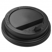 Крышка для стакана 90 мм пластиковая черная с клапаном 100 штук в упаковке Комус Эконом