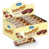 Вафли Коломенский Шоколадница с ореховой начинкой глазированные 1.2 кг  (40 штук в упаковке) купить в интернет-магазине товаров для офиса и дома ТопГрад с доставкой