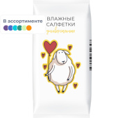 Салфетки влажные Овечки универсальные флоупак с жестким клапаном (8 листов в пачке)