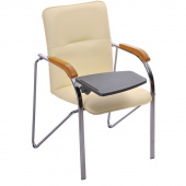 Конференц-кресло Samba ST светло-бежевое (кожзаменитель/бук/металл хромированный)