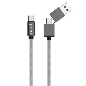 Кабель Pero DC-07 USB Type-C/USB-A - USB Type-C 60 Вт 1 метр серый (4603768350989)