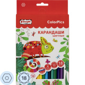 Карандаши цветные Комус Класс ColorPics 18 карандашей 18 цветов  шестигранные