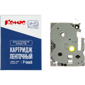 Картридж Комус TZE-141 для принтера этикеток Brother (18 мм х 8 м, цвет ленты прозрачный, шрифт черный)