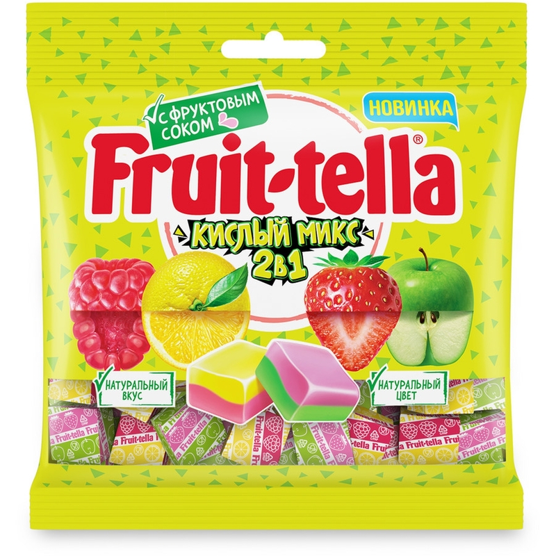 Конфеты жевательные Fruittella Кислый микс 2в1 70 г (24 штуки в  упаковке)