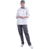 Костюм повара Бистро женский белый/серый тиси рукав 3/4 (120 г/кв.м,  размер 40-42, рост 158-164)