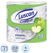 Бумага туалетная Luscan Comfort 2-слойная белая с ароматом яблока (4 рулона в упаковке)