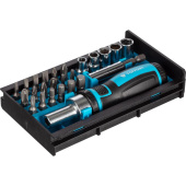 Отвёртка реверсивная TOPFORT с набором бит и торцевыми головками (25  предметов, 569225)