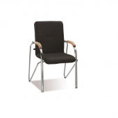 Конференц-кресло Samba черный (искусственная кожа/вишня/металл хромированный)
