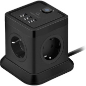 Сетевой фильтр Cablexpert Tower на 4 розетки 2 метра + 3 USB (TWR-4-U3-B-2)