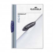 Папка с клипом для брошюровки Durable Swingclip А4 до 30 листов прозрачная/синий клип (толщина обложки 0.45 мм)