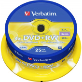 Диск DVD+RW Verbatim 4.7 ГБ 4x cake box 43489 (25 штук в упаковке) Диск DVD+RW Verbatim 4.7 ГБ 4x cake box 43489 (25 штук в упаковке)