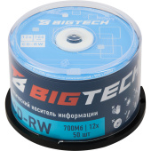 Диск CD-RW BigTech 700 МБ 12x cake box YCDRWB001 (50 штук в упаковке) Диск CD-RW BigTech 700 МБ 12x cake box YCDRWB001 (50 штук в упаковке)