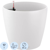 Кашпо с автополивом Lechuza Classico Color 35 17 л бархатный белый  (32.5x34.5 см)
