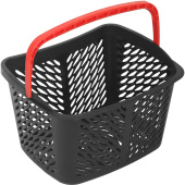 Корзина покупательская Комус Мебель пластик чёрная с красной ручкой