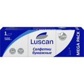 Салфетки бумажные Luscan Megapack 1-слойные 24х24 см белые (500 листов в пачке)