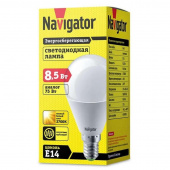 Лампа светодиодная Navigator 8.5 Вт E 14 шарообразная 2700 К теплый белый свет