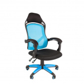 Кресло игровое Chairman Game 12 черное/голубое (ткань/сетка/пластик)