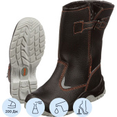 Сапоги рабочие зимние Мистраль ПУ-ТПУ из натуральной кожи с  металлическим подноском чёрные (размер 36)