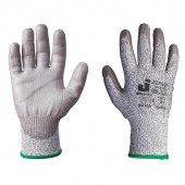 Перчатки рабочие с защитой от порезов JetaSafety трикотажные с полиуретановым покрытием серые (13 класс, 4 нити, размер 10, XL, JCP051)