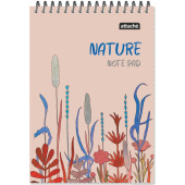 Блокнот Attache Nature Beige flowers А5 60 листов разноцветный в клетку на спирали ВД-лак (146x204 мм)
