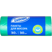 Мешки для мусора Luscan 30 л зеленые (ПНД 10 мкм, 30 штук в рулоне)
