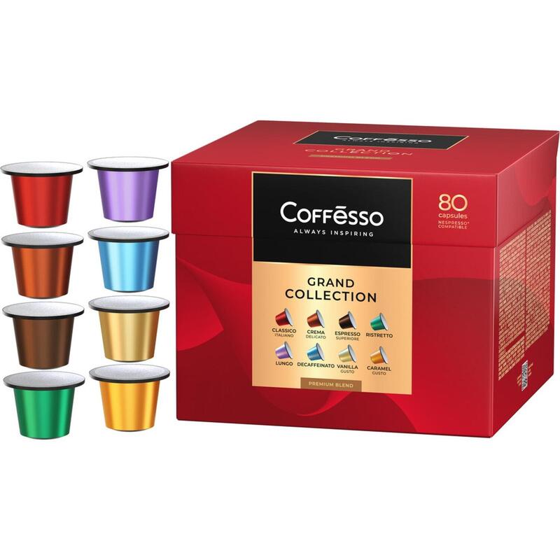 Кофе в капсулах Coffesso Classico Italiano/Crema Delicato/Espresso Superiore/Lungo/Ristretto/Decaffeinato/Vanilla/Caramel (80 штук в упаковке)