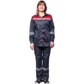 Костюм рабочий летний женский л20-КБР с СОП серый/красный (размер 40-42, рост 170-176 см)