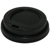 Крышка для стакана 80 мм пластиковая черная с питейником 100 штук в упаковке Комус Эконом