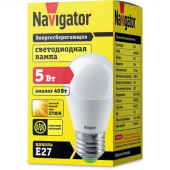 Лампа светодиодная Navigator 5 Вт Е 27 шарообразная 2700 К теплый белый свет