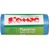 Мешки для мусора на 30 л Комус синие (ПНД, 12 мкм, в рулоне 30 шт, 50х60 см)