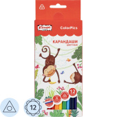 Карандаши цветные Комус Класс ColorPics 12 карандашей 12 цветов  трёхгранные