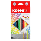 Карандаши цветные Kores Kolores Style 15 цветов трехгранные