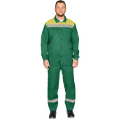 Костюм рабочий летний мужской л16-КБР с СОП зеленый/желтый (размер 56-58, рост 182-188 см)