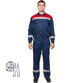 Костюм рабочий летний мужской л20-КПК с СОП синий/красный (размер 48-50, рост 170-176 см)