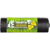 Мешки для мусора Ромашка Элементари 60 л черные (ПНД 8 мкм, 30 штук в рулоне)