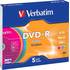 Диск DVD-R Verbatim 4.7 ГБ 16x slim box 43557 (5 штук в упаковке) купить в интернет-магазине товаров для офиса и дома ТопГрад с доставкой