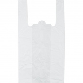 Пакет-майка Знак Качества ПНД белый 15 мкм (30+18х55 см, 100 штук в упаковке)