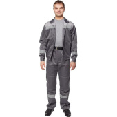 Костюм рабочий летний мужской л22-КБР с СОП темно-серый/светло-серый (размер 60-62, рост 170-176 см)
