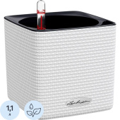 Кашпо с автополивом Lechuza Cube Color 14 1.8 л с внутренней вставкой  1.4 л бархатный белый (14x13.5x14 см) купить в интернет-магазине товаров для офиса и дома ТопГрад с доставкой