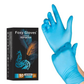 Перчатки одноразовые смотровые Foxy-Gloves нестерильные неопудренные размер XL (9-10) голубые (50 пар/100 штук в упаковке)